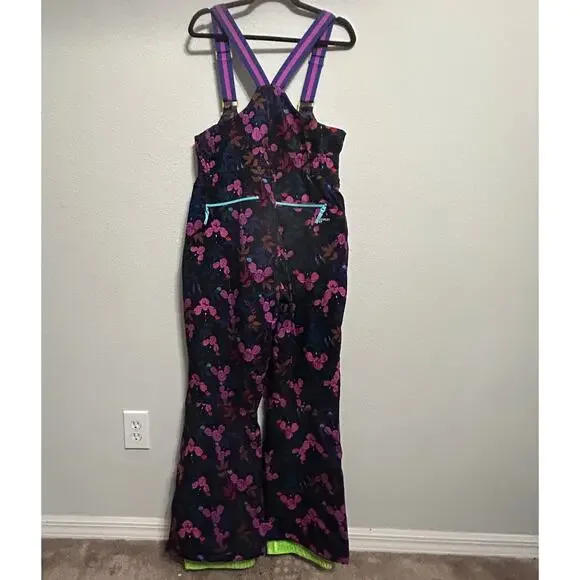 NEW Roxy x Rowley Insulated Snow Bib Ski Pants Floral Print Womens Med Après Ski